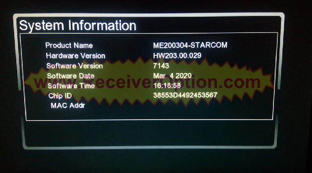 STARCOM GX6605S HW203.00.029 NEW SOFTWARE WITH YOUTUBE OK