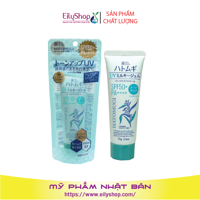 Kem chống nắng Kumano Yushi Reishiro Hatomugi SPF50 + PA ++++ nâng tông, dưỡng ẩm da 70g xanh bạc hà - Shop Mỹ Phẩm Nhập Khẩu Thailan