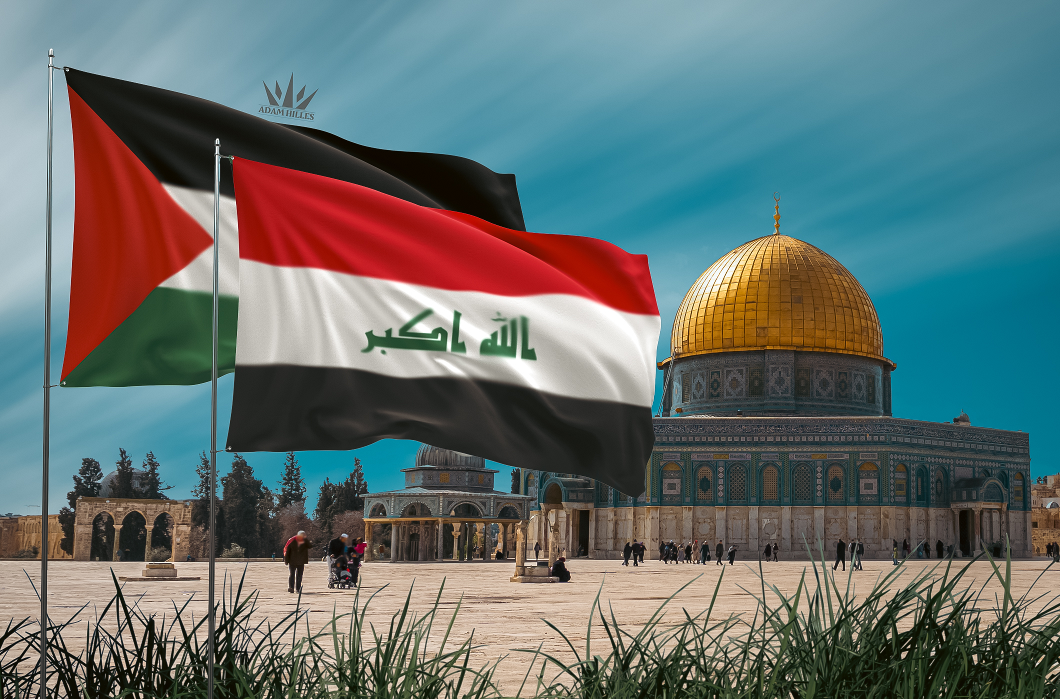 علم العراق وفلسطين في القدس خلفيات تصامن مع فلسطين