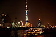 Shangai Night Skyline. Wonderful view of the Shanghai skyline at night.
