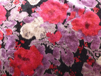 floral rose black red purple velvet tank top vintage thrift close up