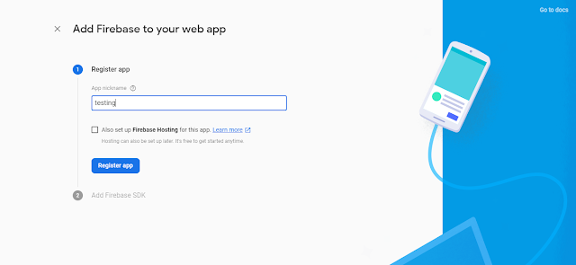 ccreate new web app project firebase