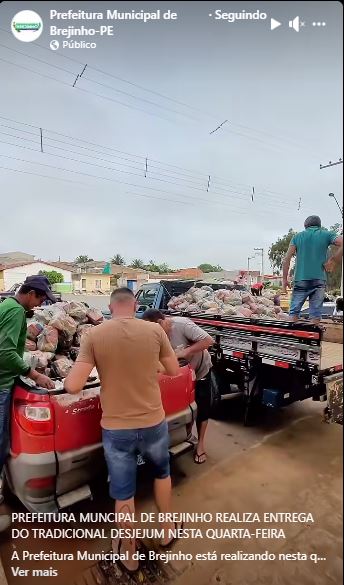 Prefeitura de Brejinho distribui jejum na semana santa