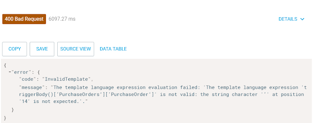 expression evaluation failed on splitOn property