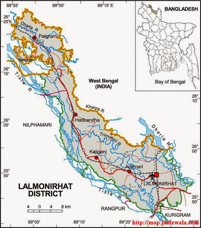 lalmonirhat zila map of bangladesh