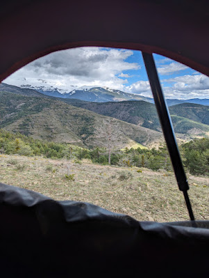 Pyrenees mountain view from the roof tent