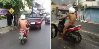 Gokil Laki-Laki Bugil Sambil Naik Motor Matic