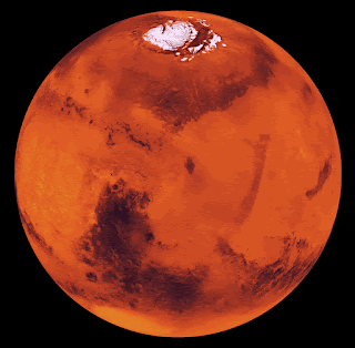 मंगल ग्रह पृथ्वी के व्यास का लगभग आधा है। यह पृथ्वी से कम घना है, इसमें पृथ्वी के आयतन का 15% और द्रव्यमान का 11% है। इसका सतही क्षेत्रफल पृथ्वी की कुल शुष्क भूमि से थोड़ा ही कम है।