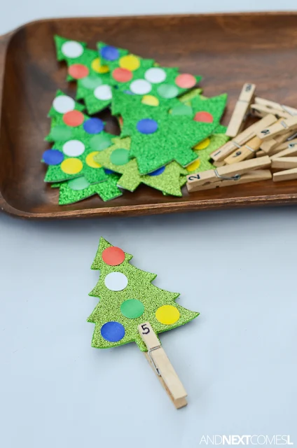 Simple Christmas themed counting activity for kids from And Next Comes L