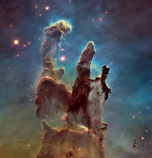 The Eagle Nebula, showcasing a stunning region of star formation with vibrant gas clouds.