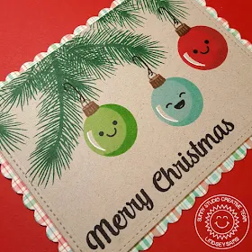 Sunny Studio Stamps: Holiday Style Ornament Christmas Card by Lindsey Sams (using Merry Sentiments and Smiley Faces from Fresh & Fruity).