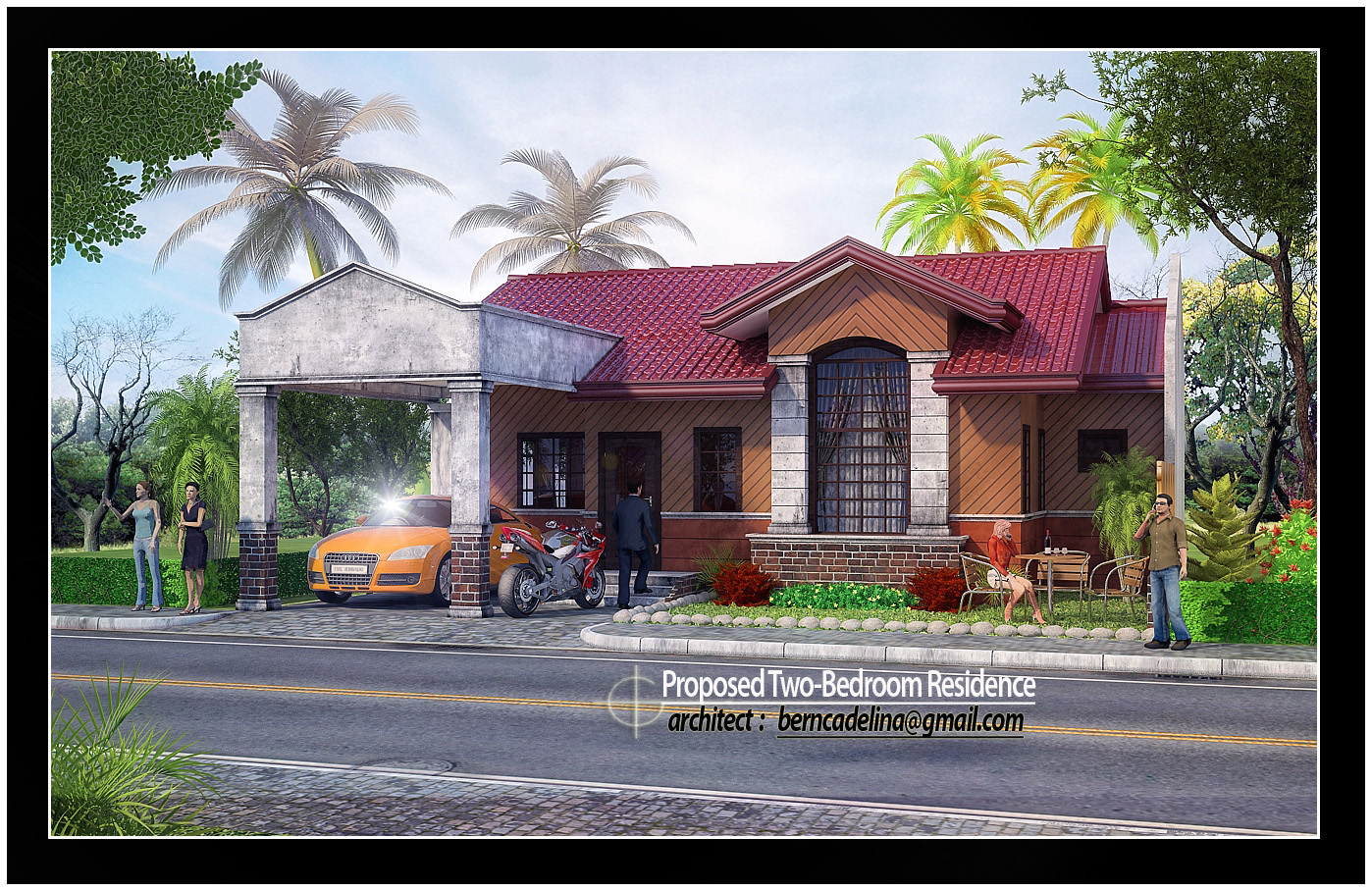 This Bungalow house design is generated from 3d studio max software ...