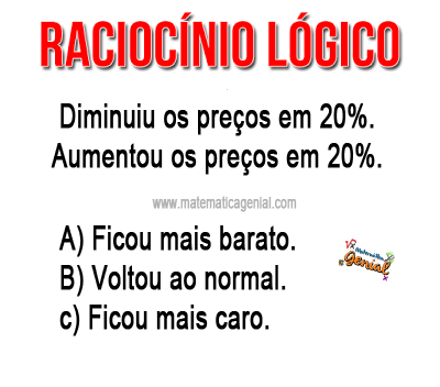 Desafio de lógica - Diminuiu os preços em 20%. Aumentou os preços...