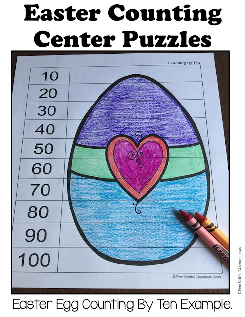 You will love these easy to prep colorful Easter Counting Puzzles. All puzzles come in black and white copy masters for many multiple exciting uses: seatwork, homework, guided practice, center work, OT practice, small group, RTI, tutoring, morning work, etc. as well. #FernSmithsClassroomIdeas