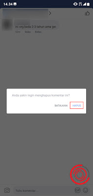 3. Nantinya akan muncul pertanyaan seperti ini " Anda yakin ingin menghapus komentar ini? ", jika kalian yakin silakan klik Hapus lagi