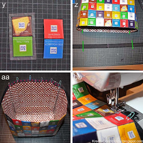 Ritter Sport Tasche Kulturbeutel Schninktasche recycling upcycling Verpackung Süßigkeiten Schokolade Milka Nähen basteln DIY Anleitung Tutorial Schnittmuster kostenlos billig schnell einfach Kinder selber machen Stoff Geldbeutel Utensilo Schritt für Schritt Bilder Video 