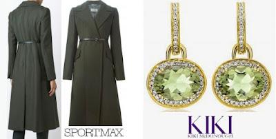 Duchess Of Cambridge's SPORTMAX Long Belted Coat and KIKI McDONOUGH Earrings