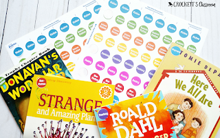 Genre stickers (freebie!) to put on your resources and books.  They're a great way to see if you have a wide variety of genres available for your students.