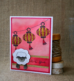 Chinese or Lunar New Year Card by Jess Moyer featuring Jess Crafts Sheep Digital Stamp and Verve Light My World Stamps