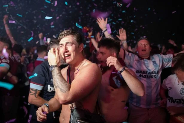 West Ham fans and players go berserk partying into the night after historic win