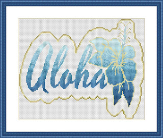 Aloha gradient lettering cross stitch - Tango Stitch