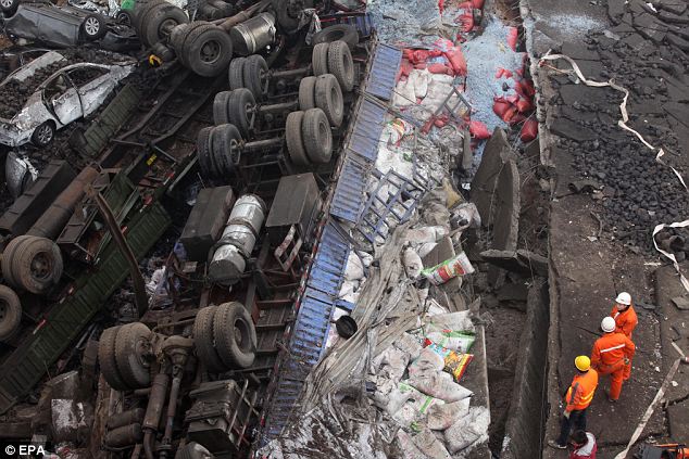 Giant firework explosion kills 26 and destroys motorway in China 