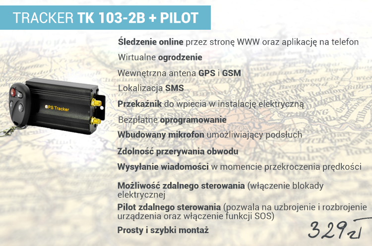 Specyfikacja produktu: TRACKER TK 103-2B + PILOT