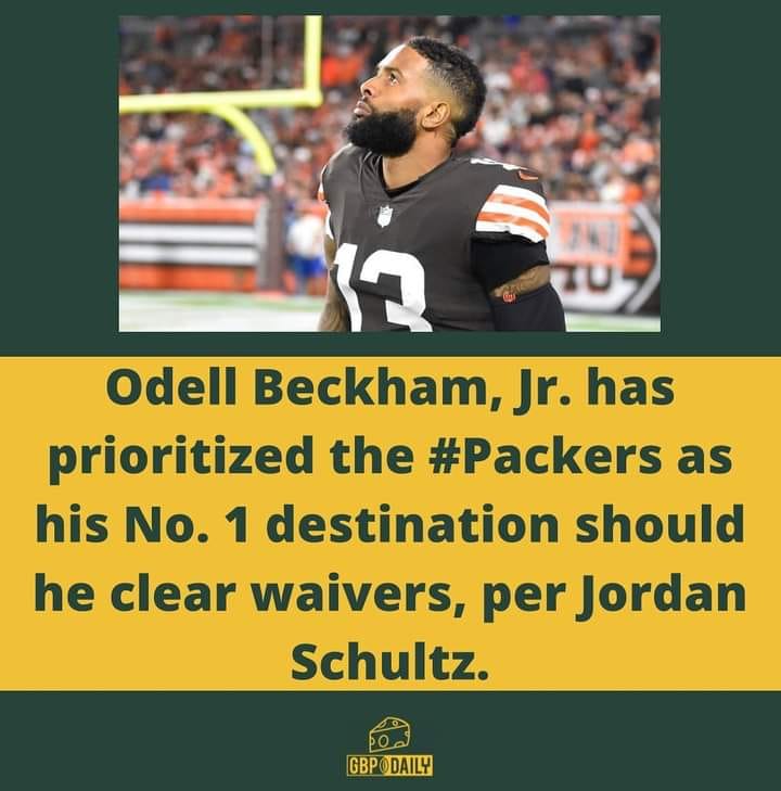 Odell Beckham, Jr. has prioritized the #Packers as his No. 1 destination should he clear waivers, per Jordan Schultz.