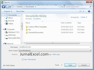 Perintah Shortcut untuk Save dan Save As Excel - JurnalExcel.com