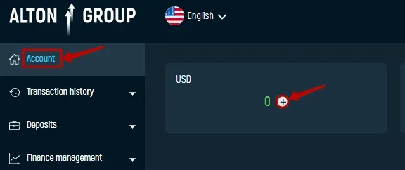 Создание депозита в Alton Group