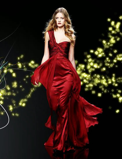 red evening dress