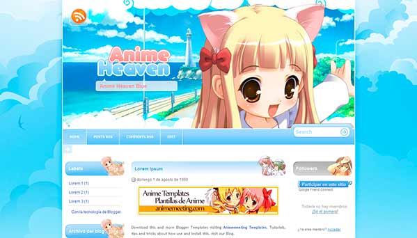 'Anime Plantilla Blogger' Anime Heaven Blue Template