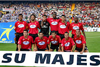 R. C. D. MALLORCA - Palma de Mallorca, España - Temporada 2002-03 - Miguel Ángel Nadal, Niño, Leo Franco, Harold Lozano, Poli y Eto'o; Riera, Álvaro Novo, Ibagaza, Cortés y Pandiani - R. C. D. MALLORCA - Temporada 2002-03 - R. C. D. MALLORCA 3 (Eto'o 2 y Pandiani), RECREATIVO DE HUELVA 0 - 28/06/2003 - Copa del Rey de Fútbol, final - Elche, Alicante, estadio Martínez Valero - El MALLORCA, con Gregorio Manzano de entrenador, gana por primera vez la Copa