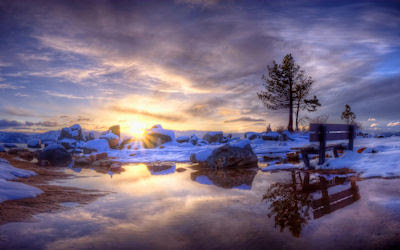 Amanecer en Invierno - Postales de paisajes nevados