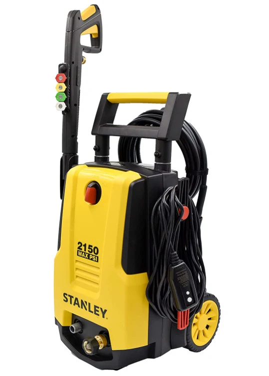 Stanley SHP2150 Portable Electric Pressure Washer, 2150 PSI, 1.4 GPM, 13 AMP, with Metal Lance, Foam Cannon, M22 Trigger Gun, 25' Hose, Quick Connect Nozzles