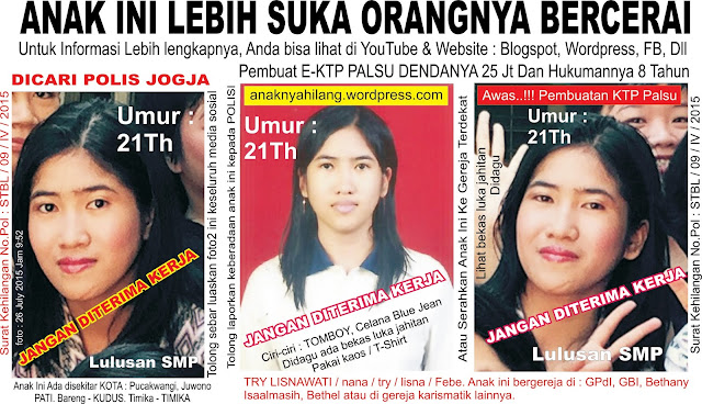 Anak hilang Penculikan E KTP Ganda ASPAL Istri kabur Ipar yg jahat Timika Surabaya  