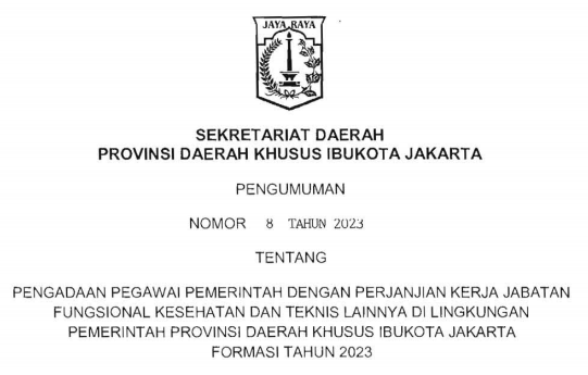 Rincian Formasi Kebutuhan ASN PPPK tenaga Kesehatan dan Teknis Provinsi DKI Jakarta Tahun 2023 PDF