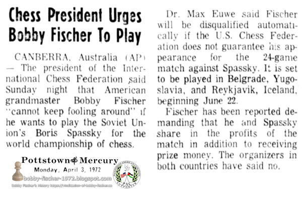 Chess President Urges Bobby Fischer to Play