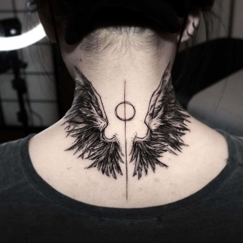 Minimalist Tattoo bird feather