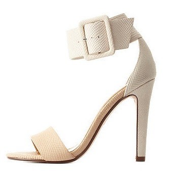 Charlotte Russe barely there nude and white high heeled sandals