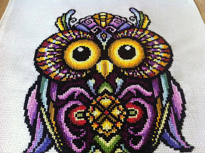 sowa haft krzyżykowy cross stitch owl