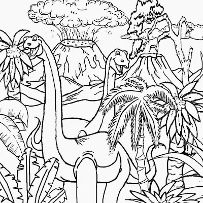 Thunder lizards find out about the volcano world of Dinosaurs Jurassic worksheet to color playgroups