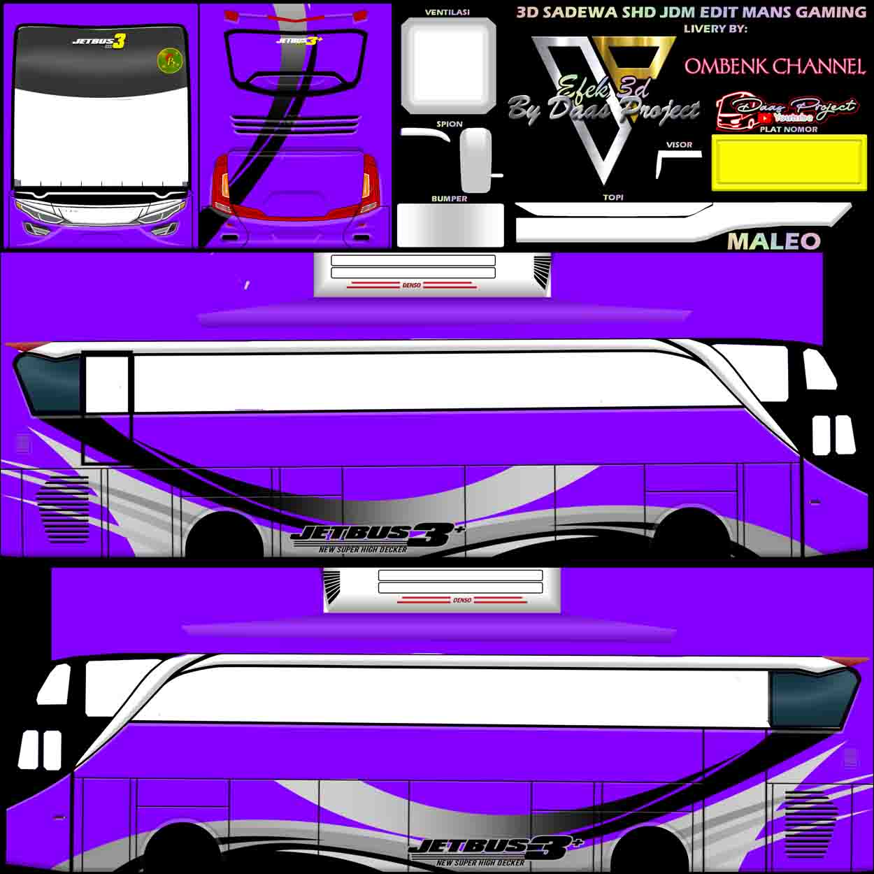 livery bussid shd warna ungu