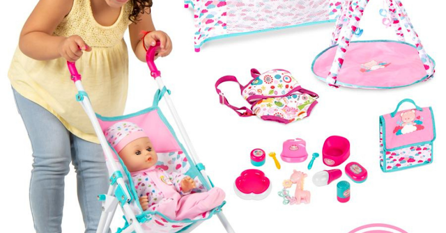 Kids 15-Piece 13.5in Newborn Baby Doll Role Play Playset w/ Accessories - Ends 11/24