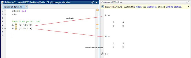 Perkalian Matrik Korespondensi Satu-Satu di MATLAB