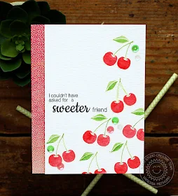 Sunny Studio Stamps: Fresh & Fruity Sweet Friend Cherries Watercolor Card by Vanessa Menhorn.