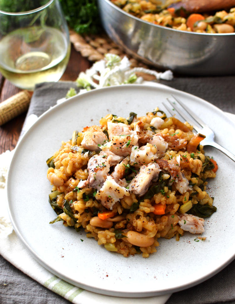 Arroz con acelgas y judías blancas