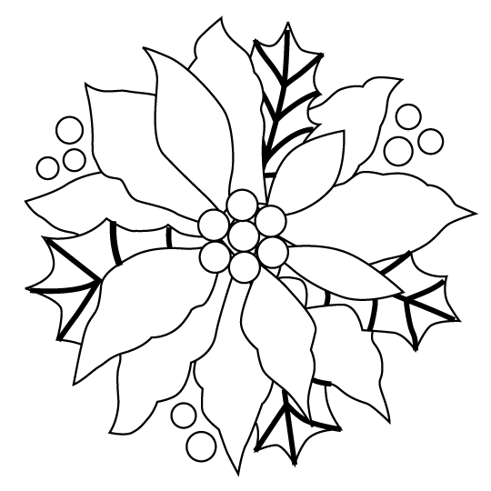 Christmas Poinsettia Kids Coloring Pages | Realistic Coloring Pages
