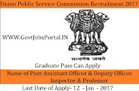 UPSC Recruitment For 63 Officer Posts 2017