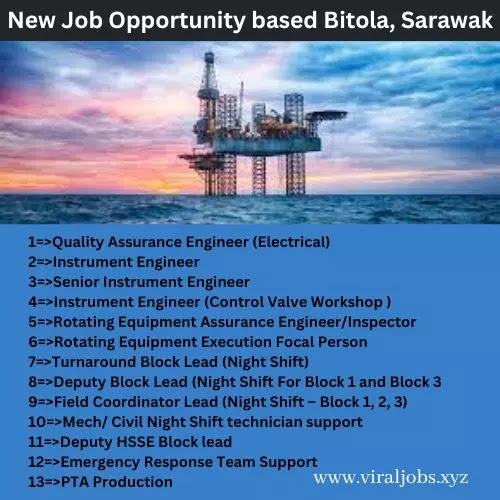New Job Opportunity based Bitola, Sarawak